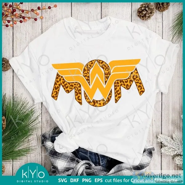Leopard Print Wonder Woman Mom Svg Png Dxf Eps Files