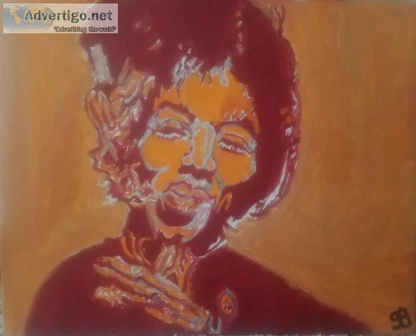Jimi Hendrix In The Fall &ndash 16&Prime x 20&Prime Canvas Paint