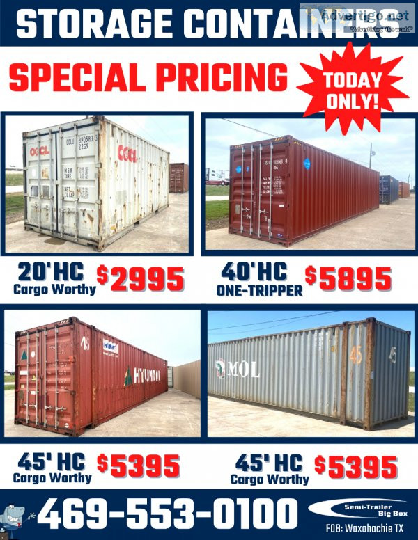 SPECIAL PRICING TODAY STORAGE CONTAINERS - FOR SALE WAXAHACHIE T