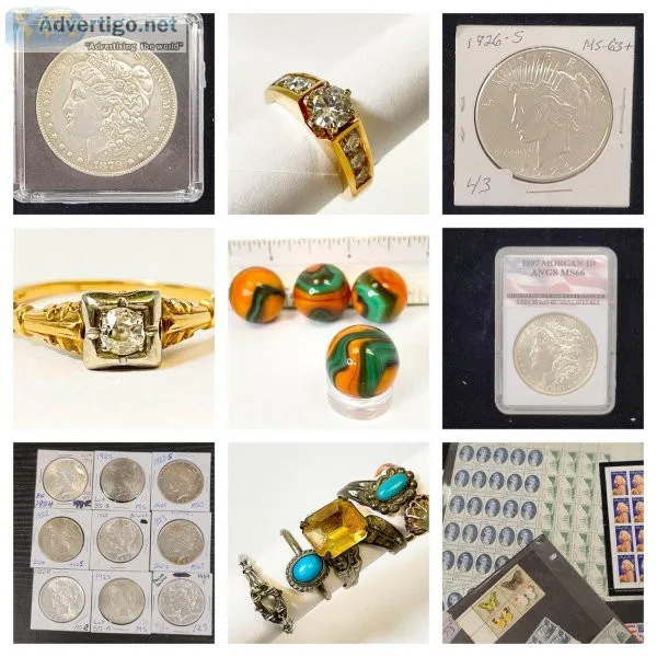 Gold and Silver Jewelry Coins and Antique Marbles Online Estate 