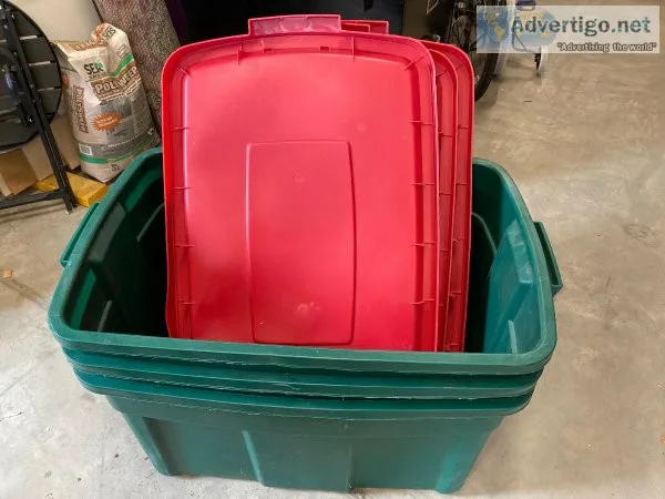 3 Rubbermaid 31-gallon storage totes