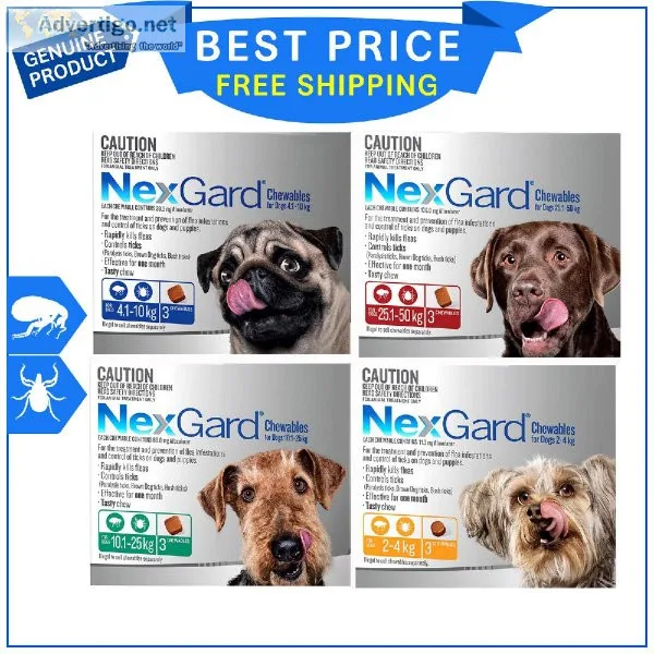 NexGard Monthly Flea Tick Prevention 3 Chews for Dogs