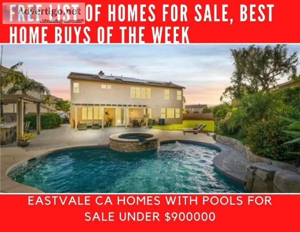 Free list of homes in Eastvale CA with pools under 900000