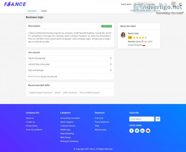 Flance - freelance website script | freelance php script