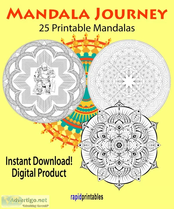 Mandala Journey - 25 Printable Mandalas (Adult Coloring Book)