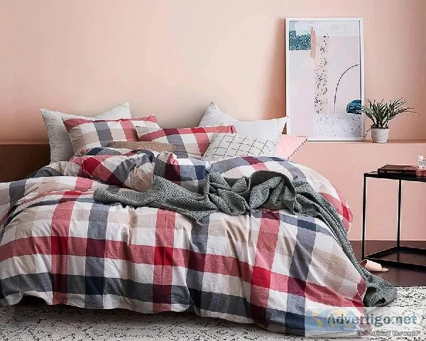 Get Striped Bedding Set Of Red Blue and White 3 Pieces