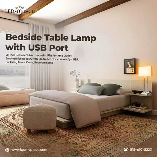 Shop Now UL-Certified Bedside Table Lamp with USB Port