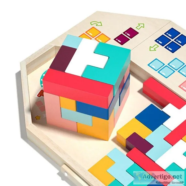 Woodmam-Colorful 3D Puzzle Wooden Tangram Math Toys