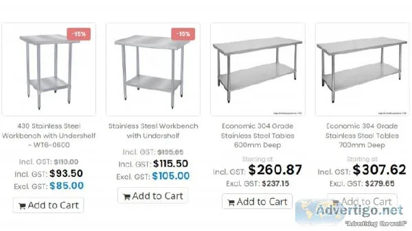 Commercial Stainless Steel Benches