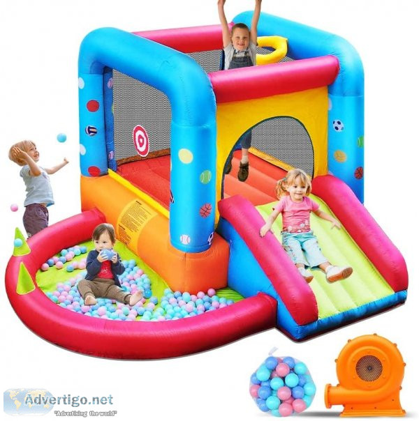 Step4Fun Inflatable Bounce House Kids Castle Slide Bouncer for C
