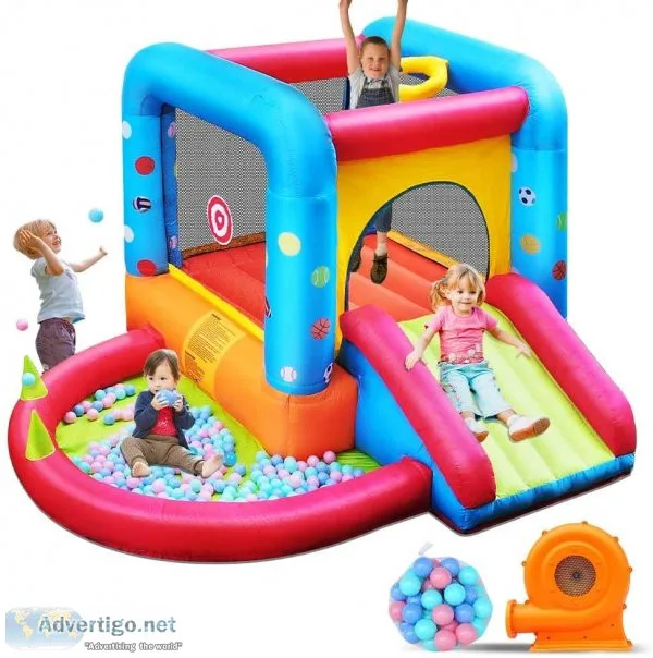 Step4Fun Inflatable Bounce House Kids Castle Slide Bouncer for C