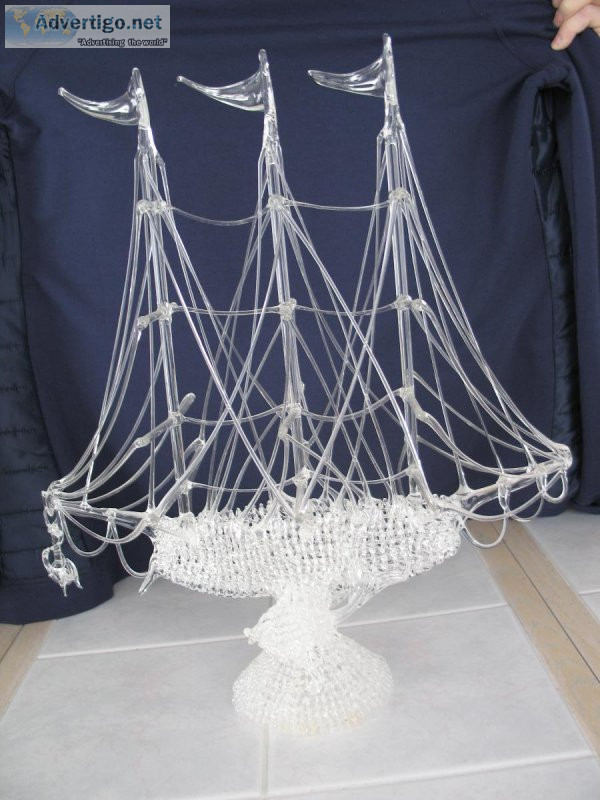 BLOWN-GLASS SAILING SHIP