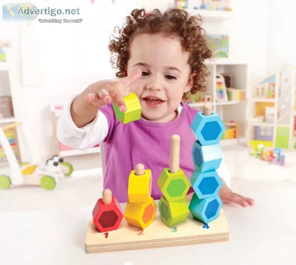 Counting Stacker Toddler Wooden Stacking Block Set