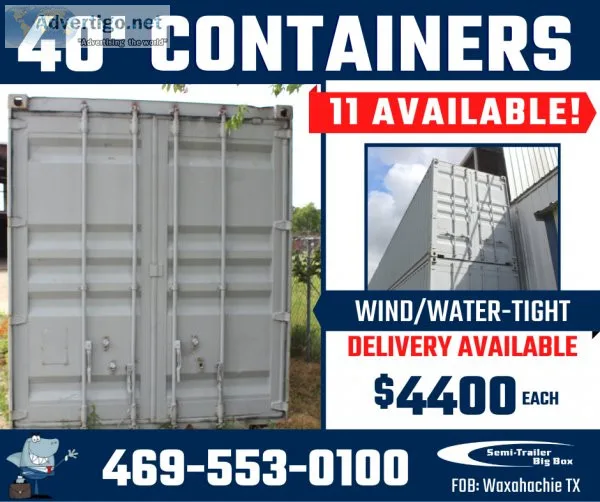 (11 SAME COLOR) 40 FOOT STORAGE CONTAINERS - FOR SALE WAXAHACHIE