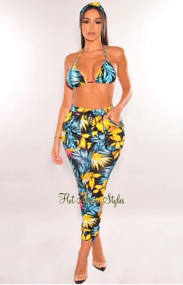 Buy Black Floral Print Cargo Jogger Pants &ndash Hot Miami Style