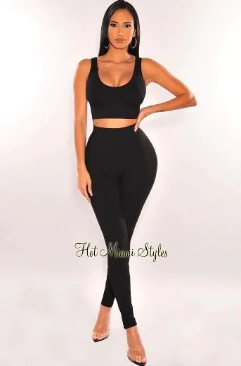 Black Tank High Waist Pants Two Piece Set &ndash Hot Miami Style