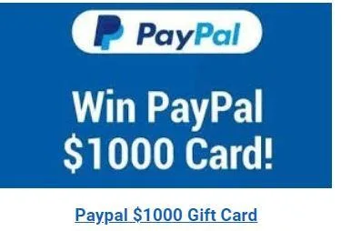 Win 1000 free paypal Giftcard giveaway