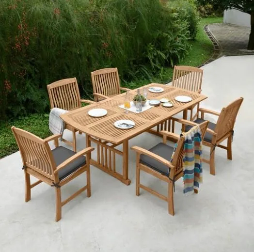 Buy Teak Wood Patio Furniture Extendable Table Dining Set