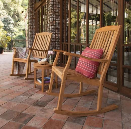 Shop Patio Teak Wood 3 Piece Porch Rocker Conversation Set