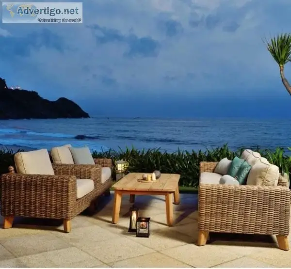 Outdoor Wicker and Teak Lifestyle Garden Lounge with Coffee Tabl