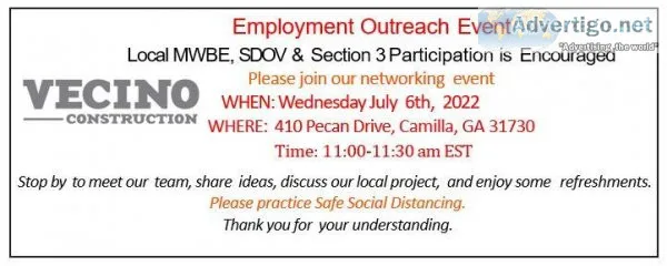 Vecino Construction &ndash Employment Outreach Event &ndash July