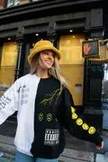 Shop Split Black and White Crewneck Sweatshirt &ndash API The La