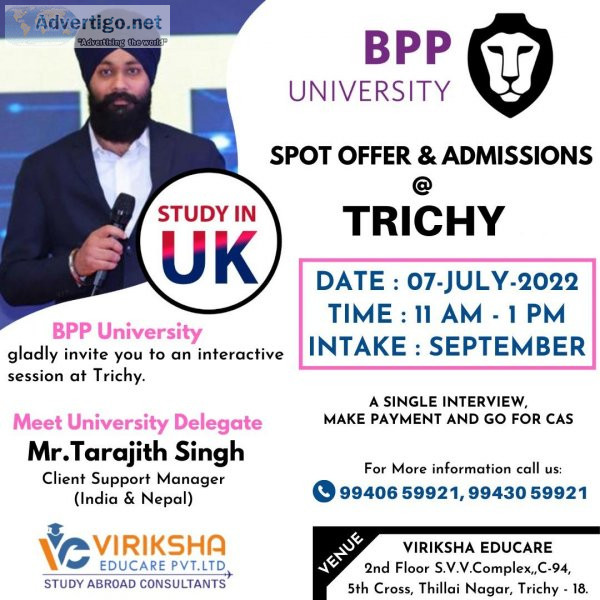 Grab the opportunity to meet Mr.Tarajith Singh for admission to 