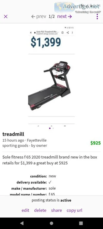 Sole f65 treadmill