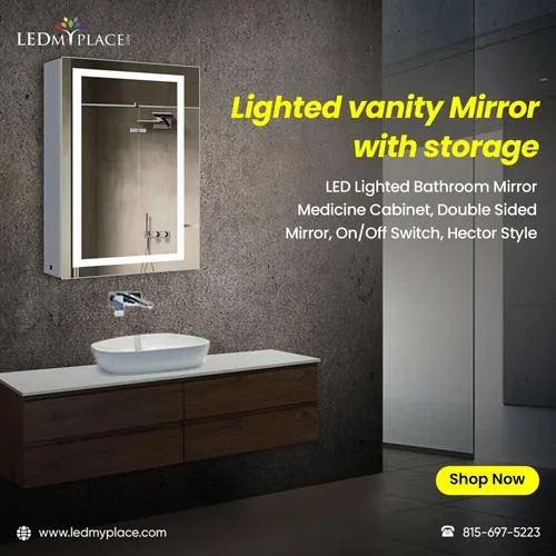 Get Lighted Vanity Mirror with Storage for Your Bathroom at Chea