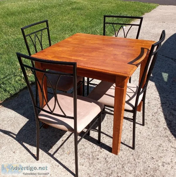 Wooden Table and 4 Metal Chairs