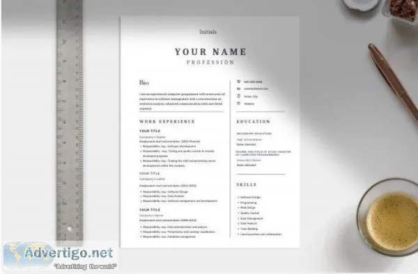 One-Page Professional Resume Template Editable in Word