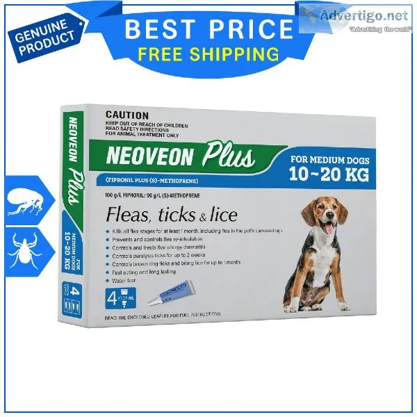Neoveon Plus For Dogs 10 to 20 Kg BLUE Flea Tick Treatment