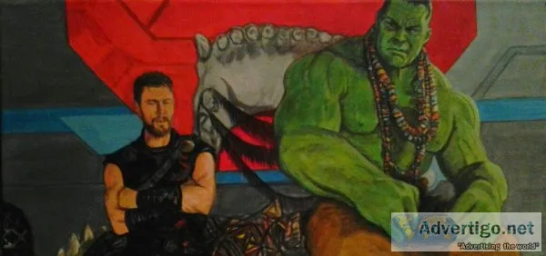 A Couple of Hot Heads (Thor and Hulk painting)