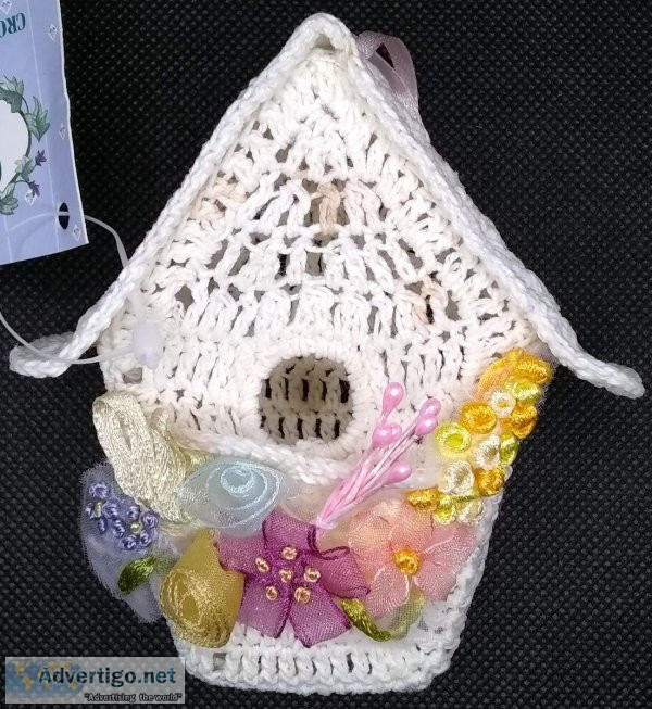 Crocheted Bird House Ornament