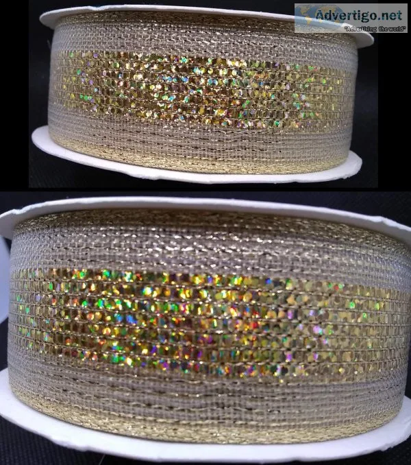 One unused gold Holiday Time 15  gift wrapping ribbon spool