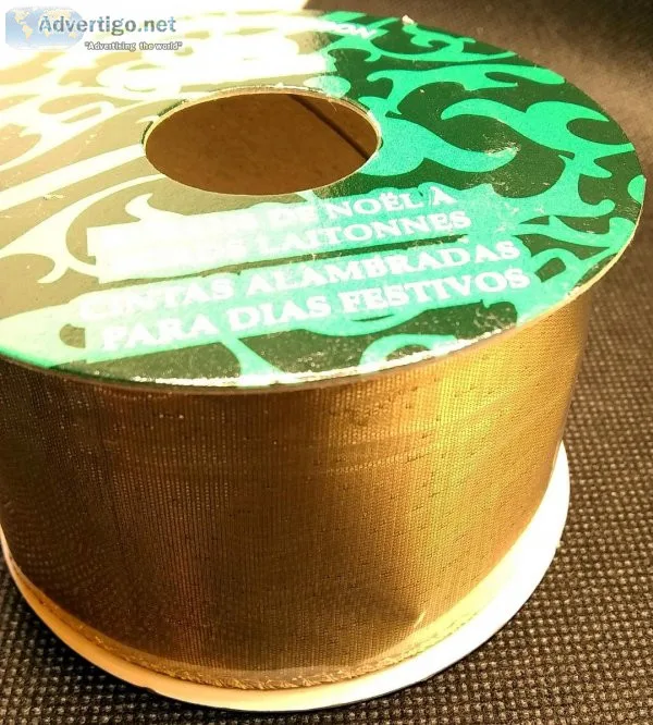 35 spools of Offray wired Gold Ribbon (2&quot wide by 9  per spo