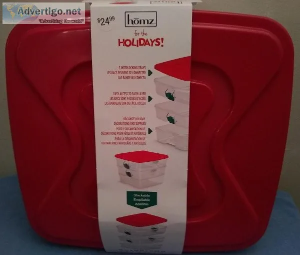 Homz for the Holidays stacking tray holiday organizer set