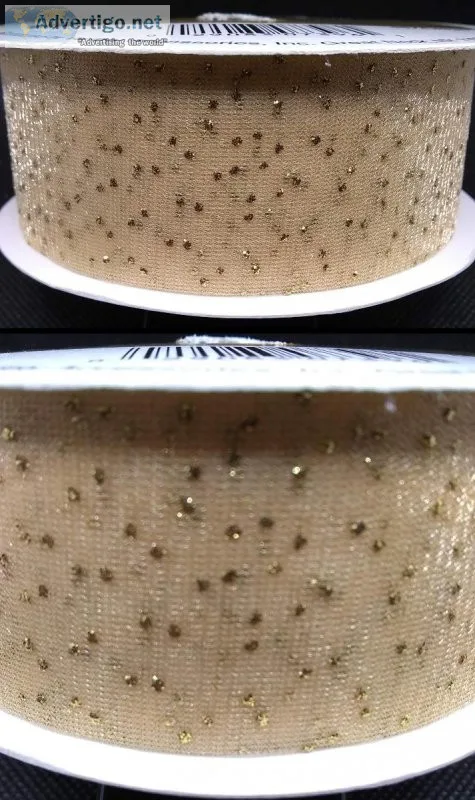 One spool of gold Holiday Time 18  1 38&quot wide gift wrapping 