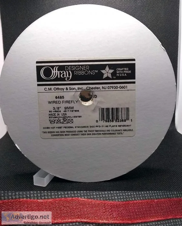 One spool of Offray Ribbon (38&quotx12.3yd) - Wired Firefly red 