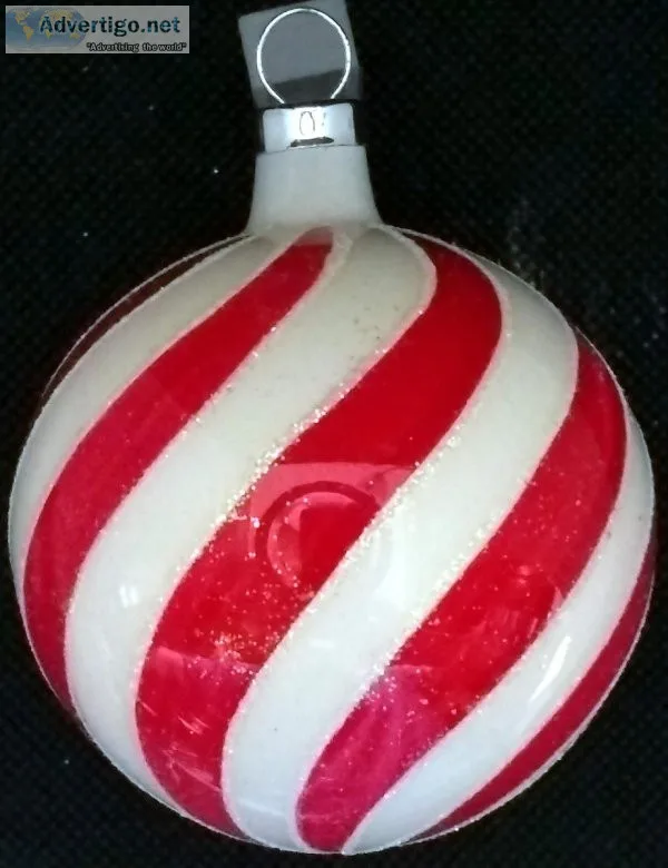 Candy Cane Glass Christmas Balls (Eight boxes of four)