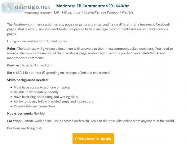Moderate Facebook Comments 30 - 40hr