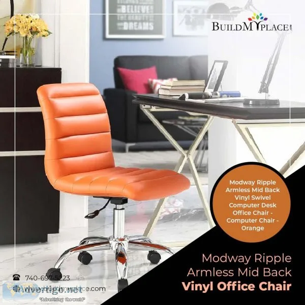 Shop the Best Modway Ripple Armless Mid Back Vinyl Office Chair