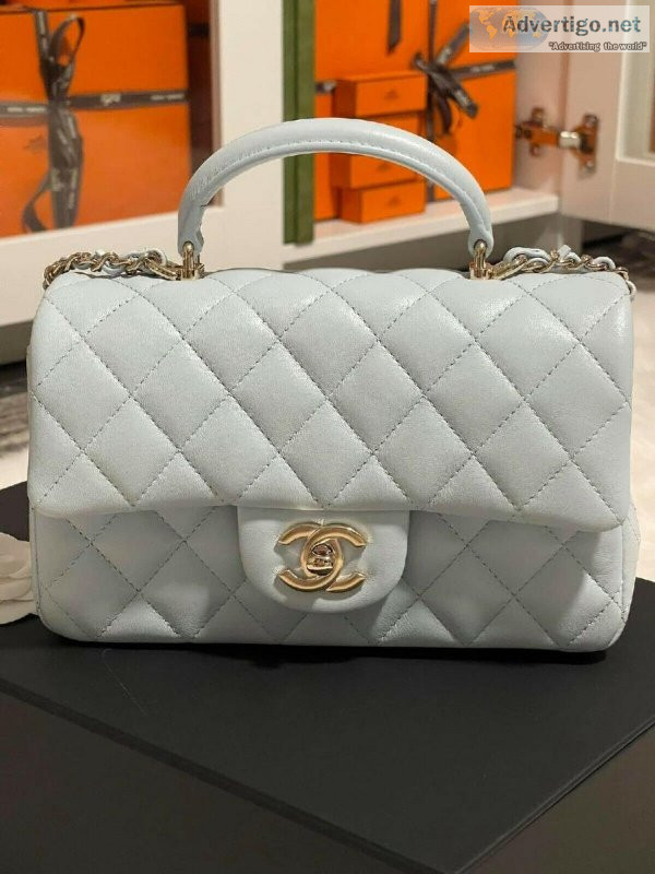 Chanel Classic Single Flap Top Handle Bag Quilted Lambskin Mini