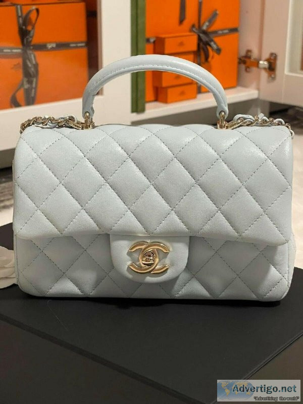 Chanel Classic Single Flap Top Handle Bag Quilted Lambskin Mini