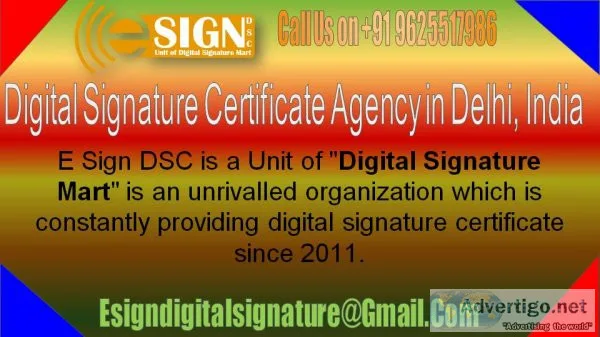 Digital signature certificate agency in delhi