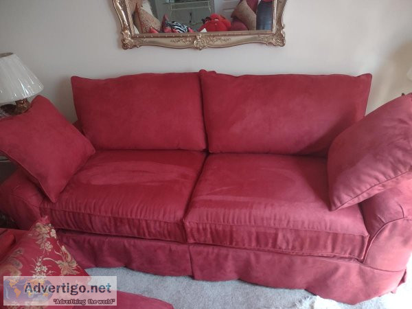 Red Sofa With 4 Cushioned Pillows