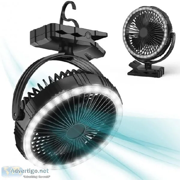 Camping Tent Fan with LED Lantern Camp Fan Rechargeable