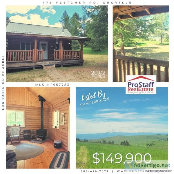 Log Cabin on 20 Acres