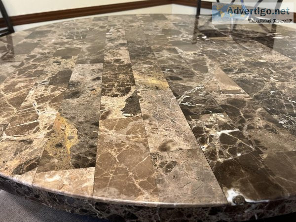 Brown Marble Table and Chairs