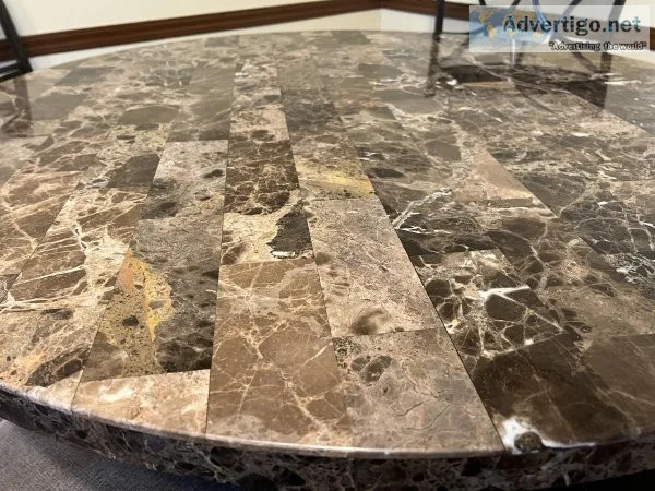 Brown Marble Table and Chairs